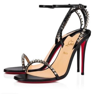 Christian Louboutin So Me Black and Silver Studded Heels
